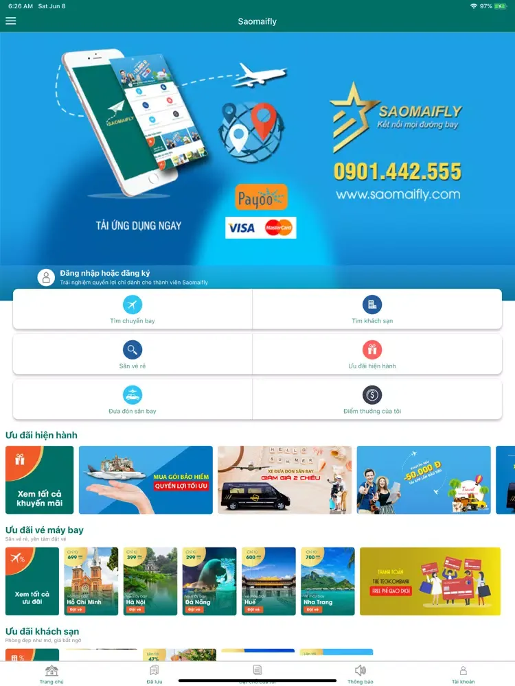 SaoMaiFly Vé máy bay giá rẻ iPad 應用截圖