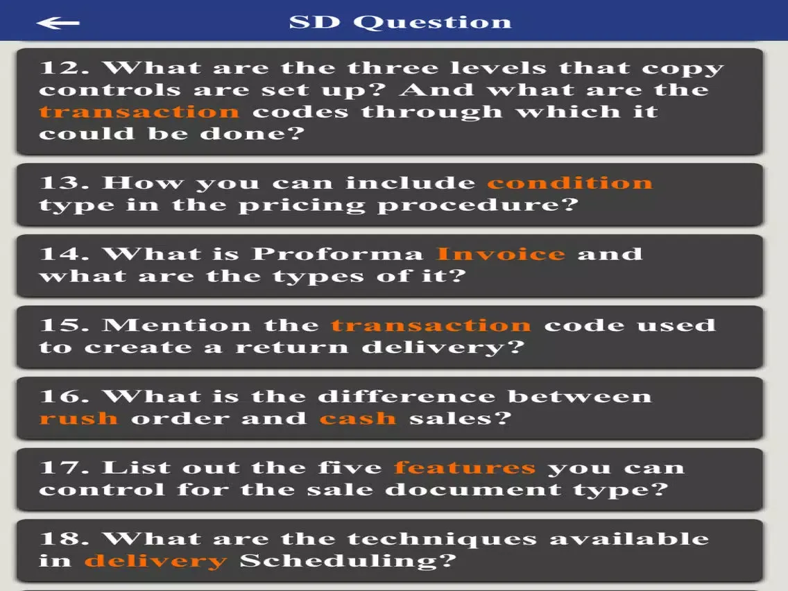 Zrzuty ekranu SAP Advance Interview Questions iPad 