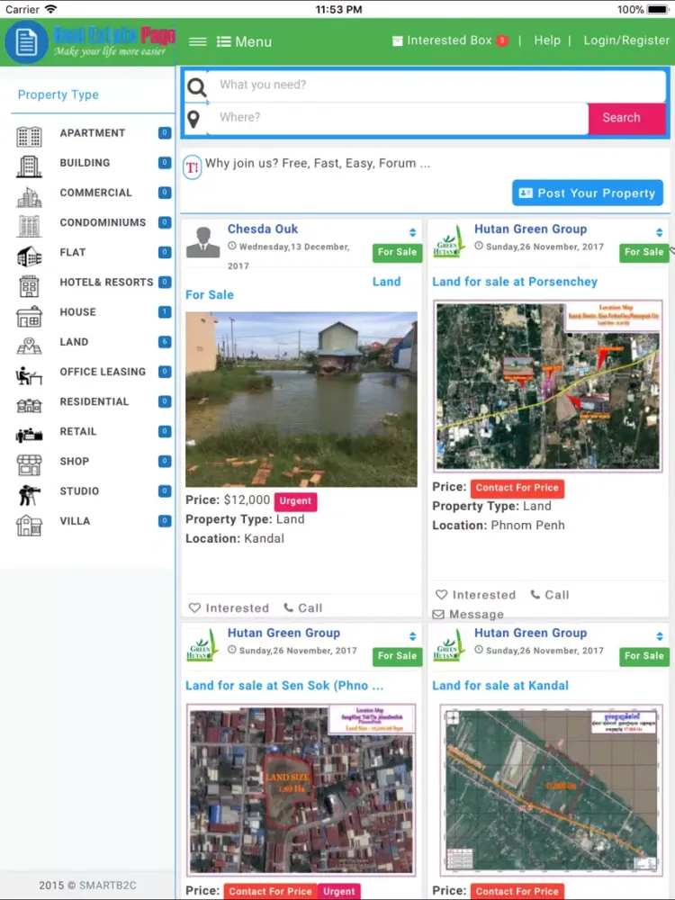 Tangkapan layar Real Estate Page iPad 