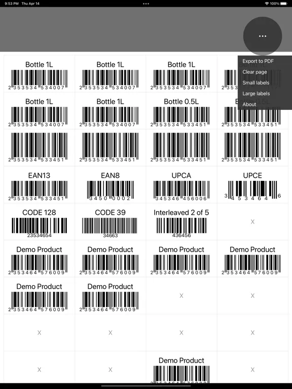 Barcode Sheet iPad  스크린샷