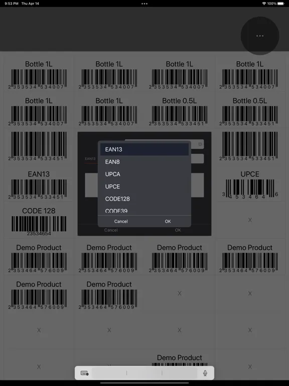 Barcode Sheet iPad  스크린샷