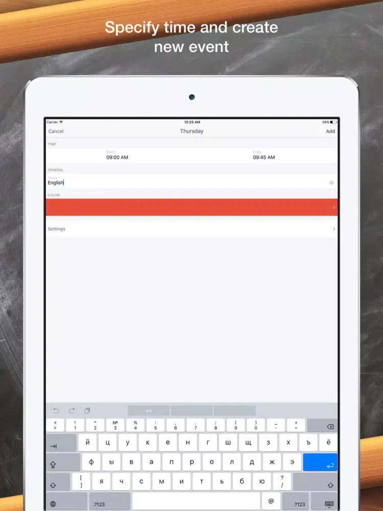 Study Timetable iPad  Ekran Görüntüleri