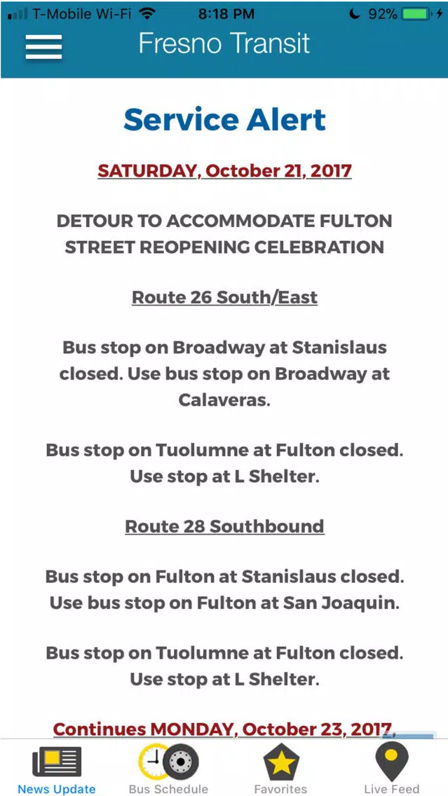 ภาพหน้าจอของ Fresno Transit