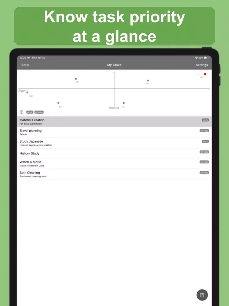ToDO manage tool : Task Cross iPad  Screenshots