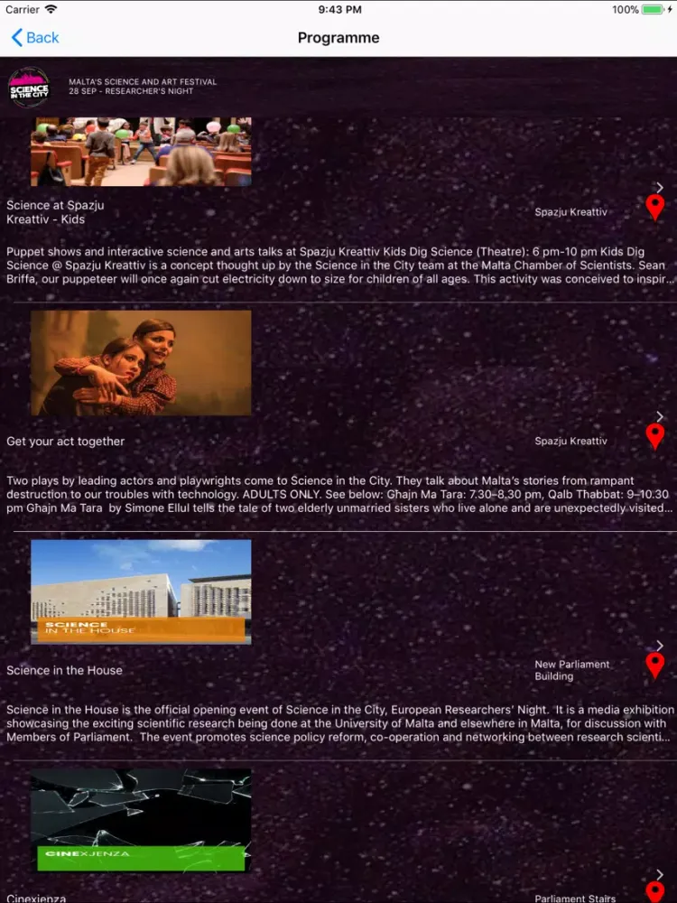 Capturas de pantalla de Science in the City Malta 2018 iPad 