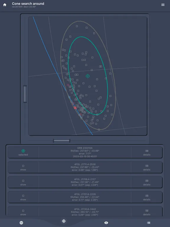 Astro-COLIBRI iPad  سکرین شاٹس