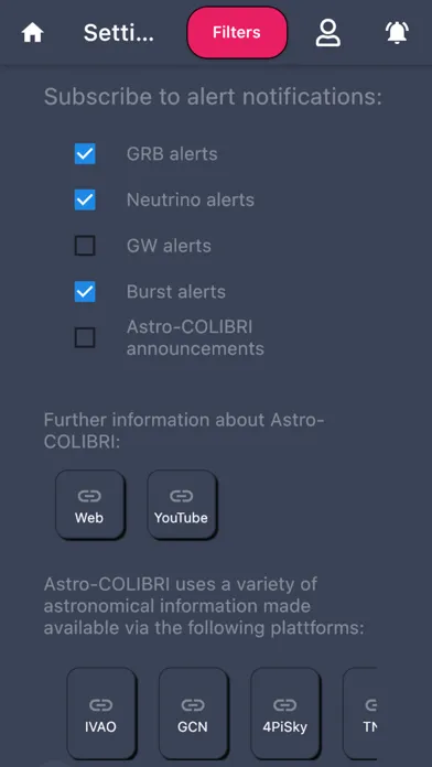 Astro-COLIBRI سکرین شاٹس