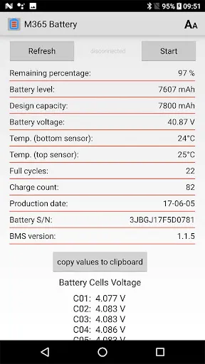 Capturas de tela do M365 Battery