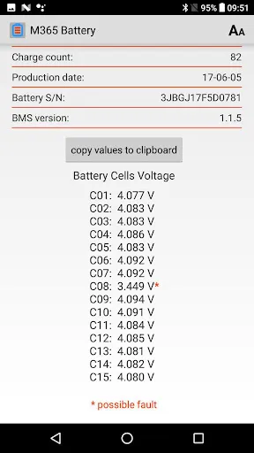 Capturas de tela do M365 Battery