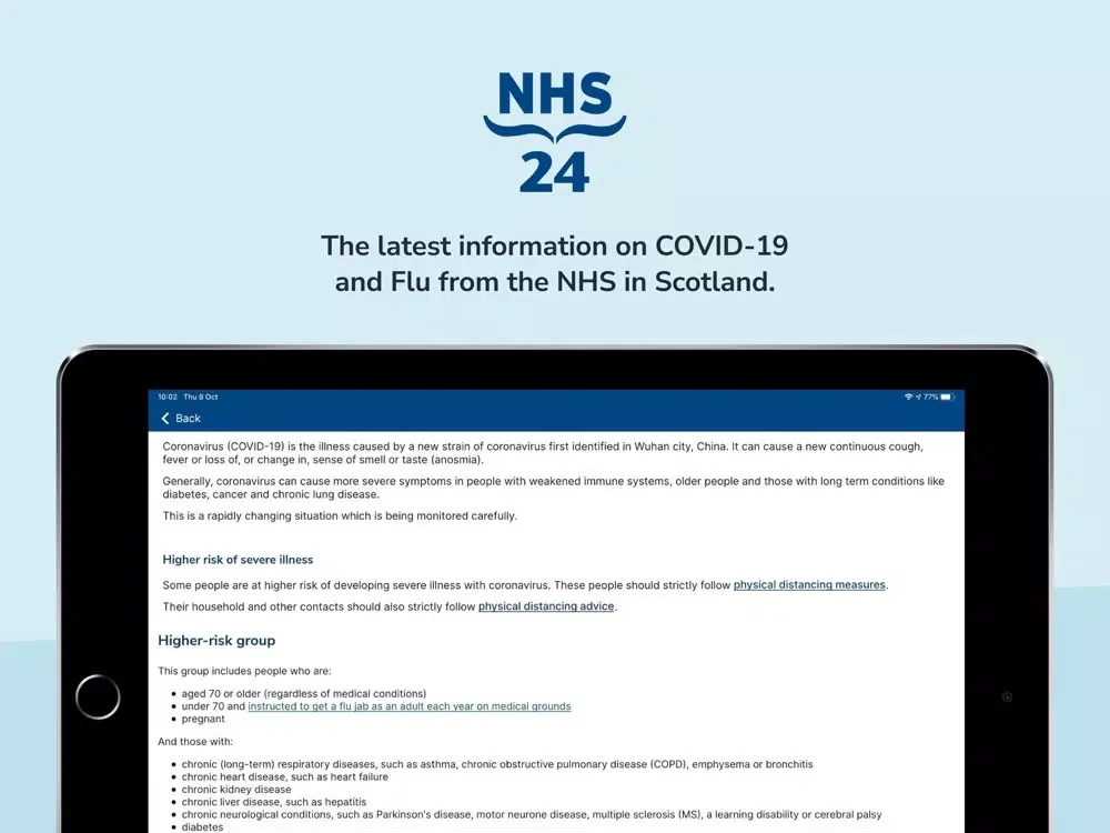 Captures d'écran de COVID-19 and flu information iPad 