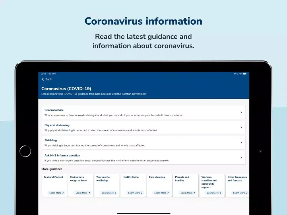 Captures d'écran de COVID-19 and flu information iPad 