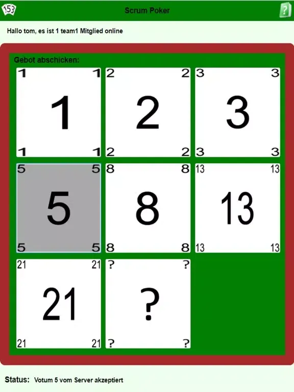 Scrum Poker Teams iPad  स्क्रीनशॉट