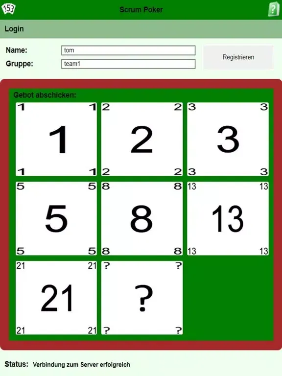 Scrum Poker Teams iPad  स्क्रीनशॉट