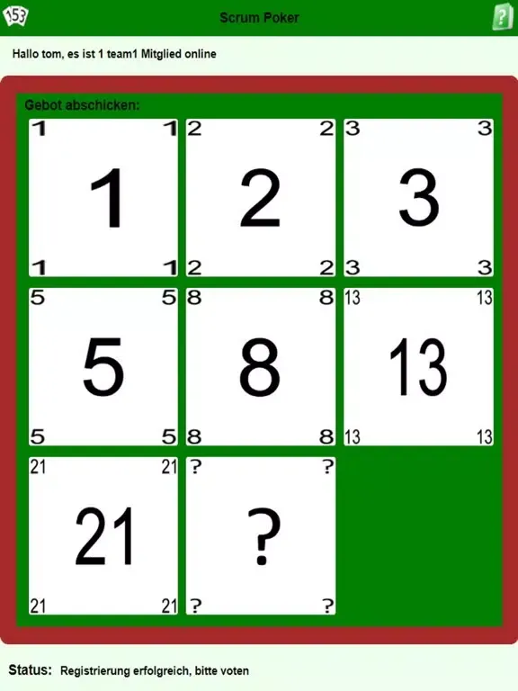 Scrum Poker Teams iPad  स्क्रीनशॉट