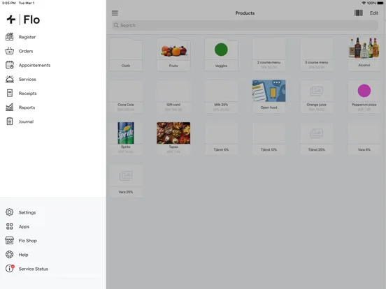 Tangkapan layar Flo POS iPad 