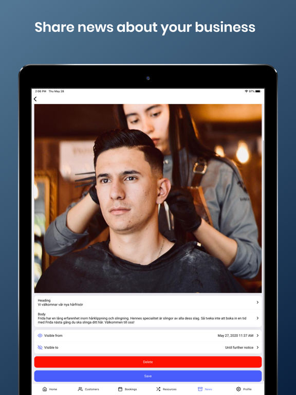 BokaMera Admin iPad  Screenshots