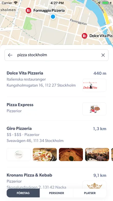 Screenshot di hitta.se
