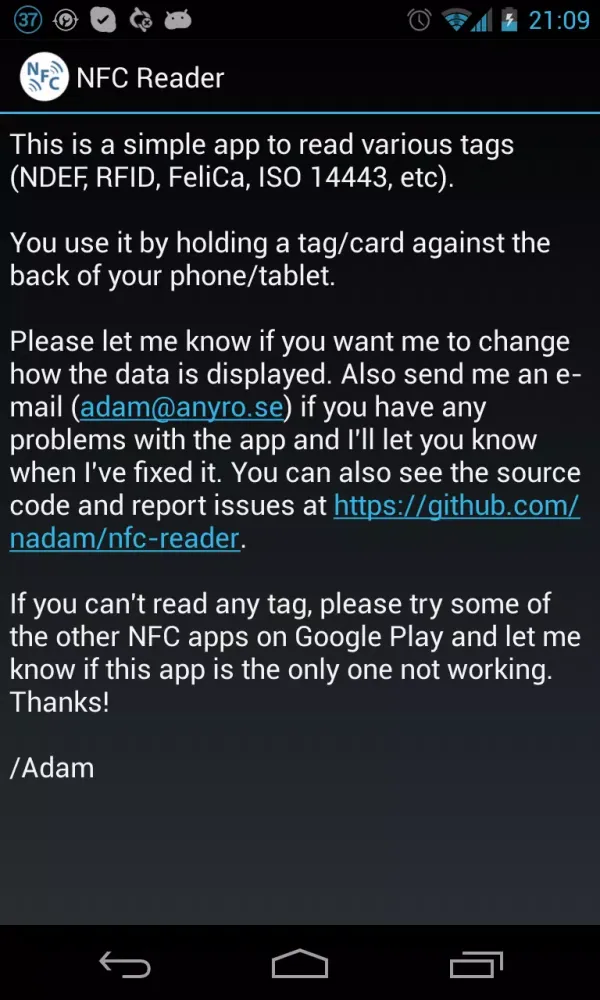 Capturas de pantalla de NFC Reader