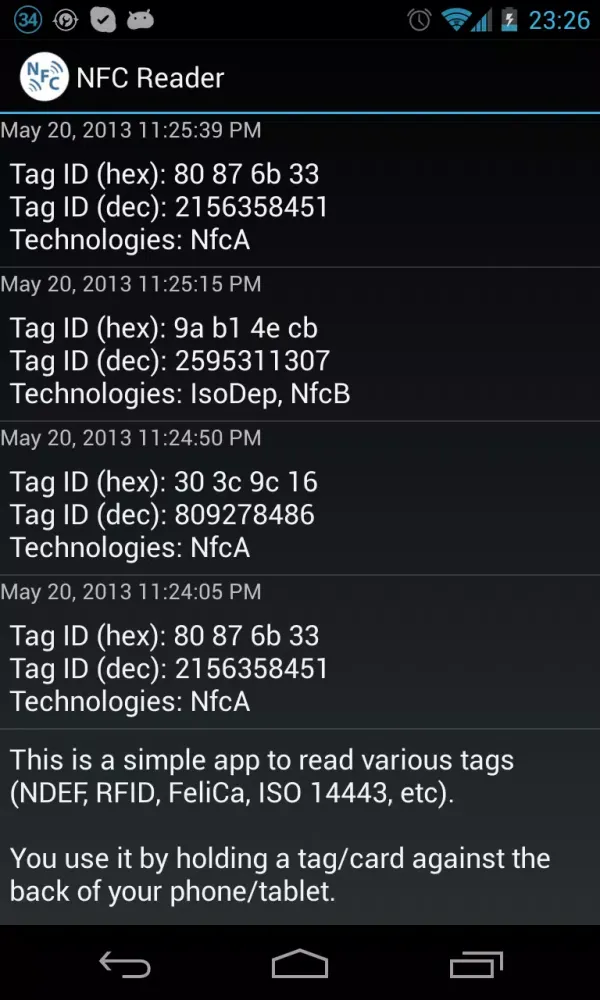 Capturas de pantalla de NFC Reader