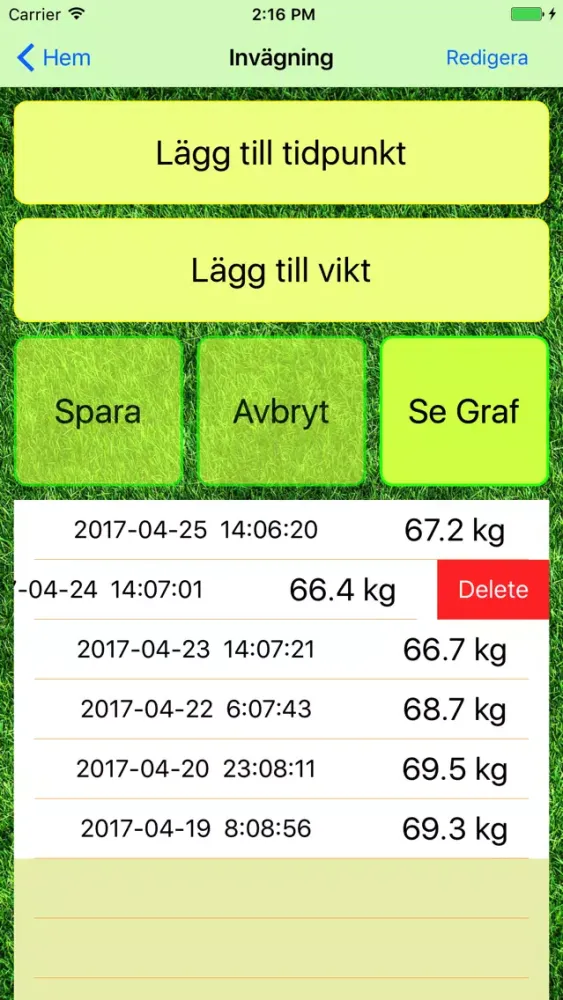 Gröna Vågen - Håll koll på din viktförändring Screenshots