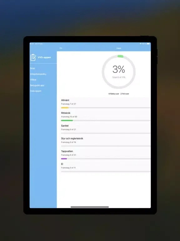 Zrzuty ekranu VVS-appen iPad 