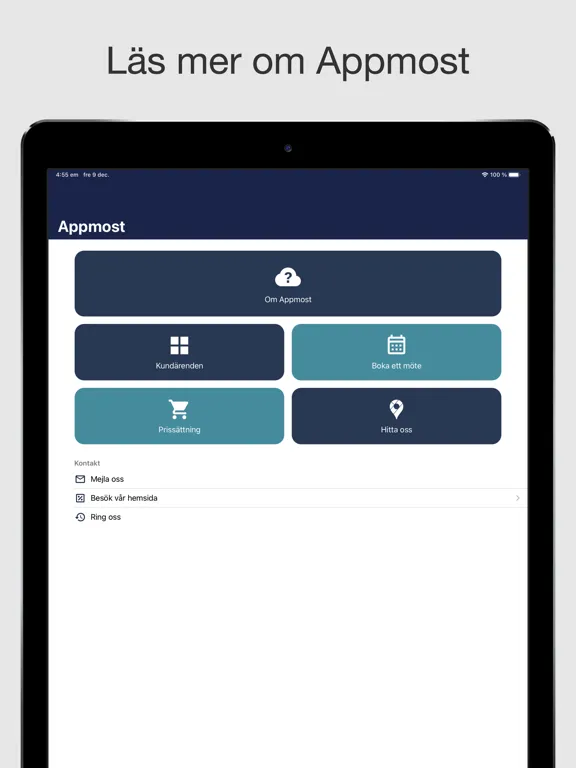 Appmost kundapp och UX-handbok iPad  Screenshots