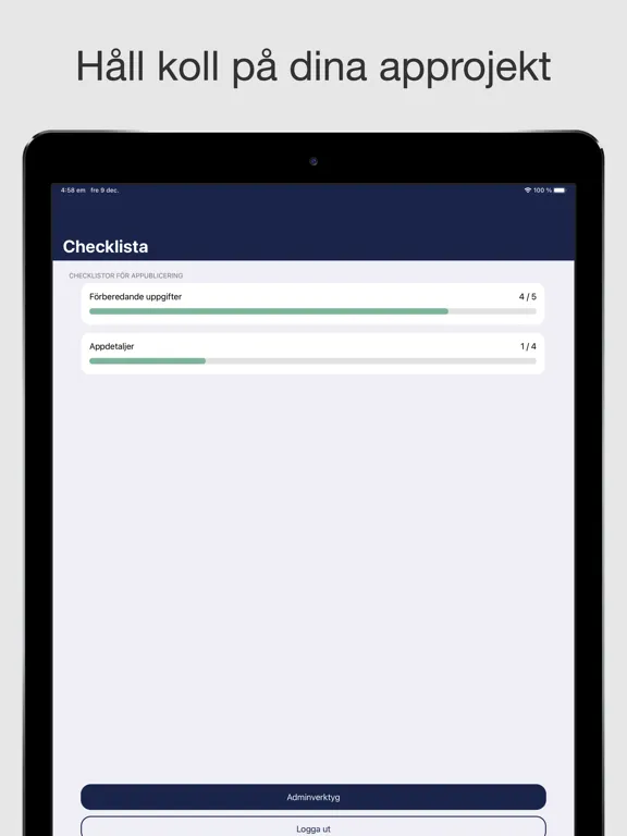 Appmost kundapp och UX-handbok iPad  Screenshots
