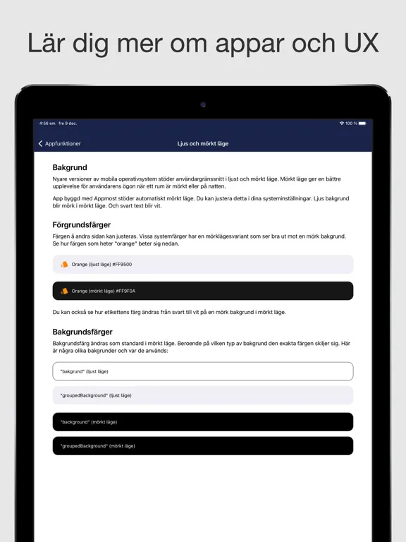 Appmost kundapp och UX-handbok iPad  Screenshots