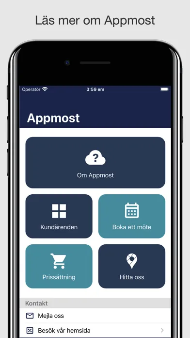 Appmost kundapp och UX-handbok Screenshots
