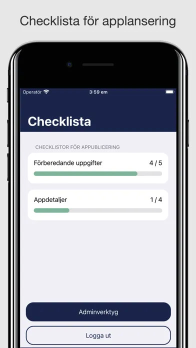 Appmost kundapp och UX-handbok Screenshots