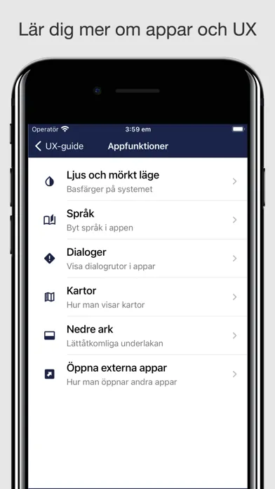Appmost kundapp och UX-handbok Screenshots