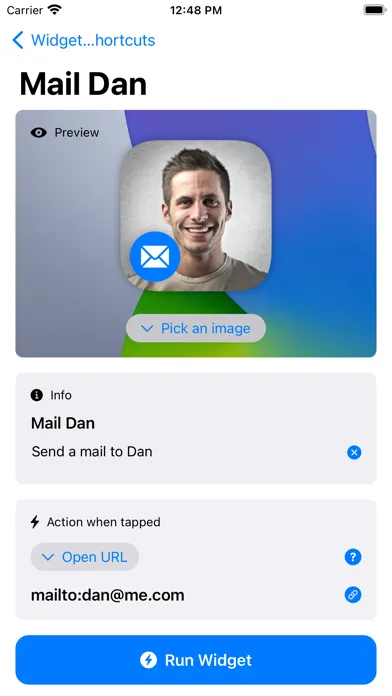 Ảnh chụp màn hình của Widget Shortcuts