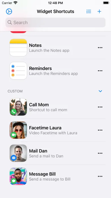 Ảnh chụp màn hình của Widget Shortcuts