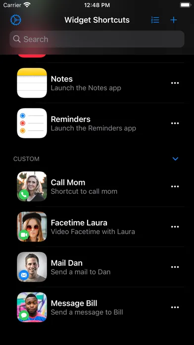 Ảnh chụp màn hình của Widget Shortcuts