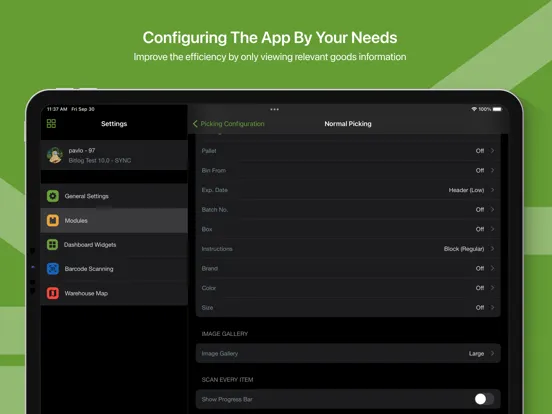 Скриншоты Bitlog WMS iPad 