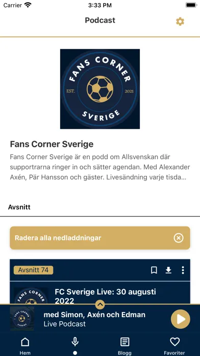 ภาพหน้าจอของ Fans Corner Sverige