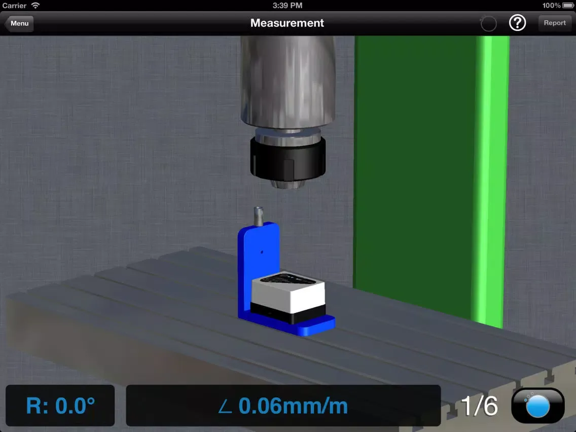 Tangkapan skrin Spindle Perpendicularity for ALiSENSOR™ Level iPad 