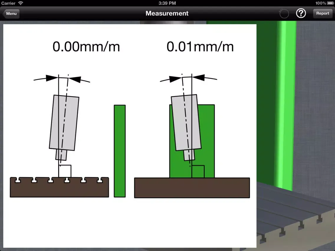 Tangkapan skrin Spindle Perpendicularity for ALiSENSOR™ Level iPad 