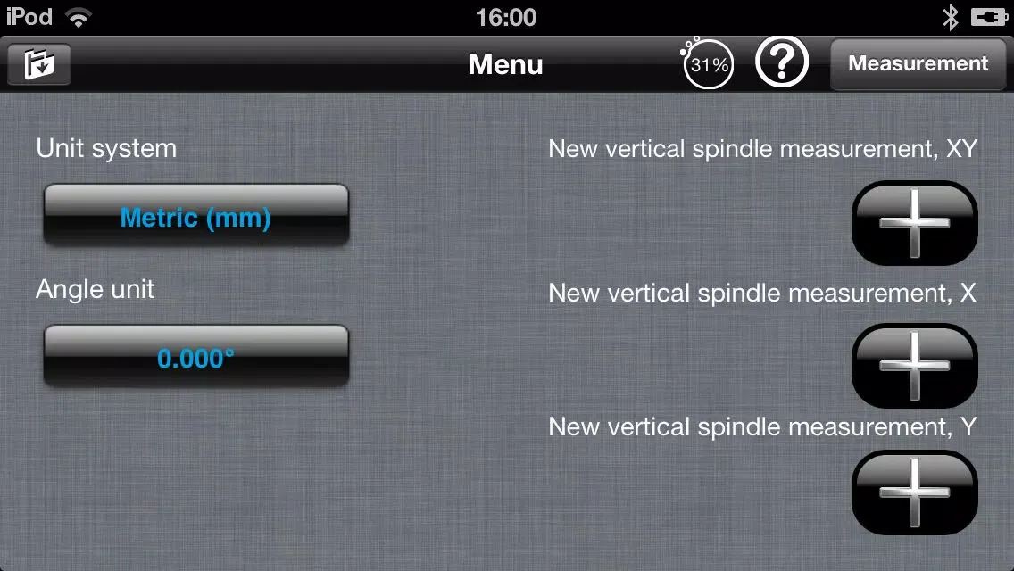 Tangkapan skrin Spindle Perpendicularity for ALiSENSOR™ Level