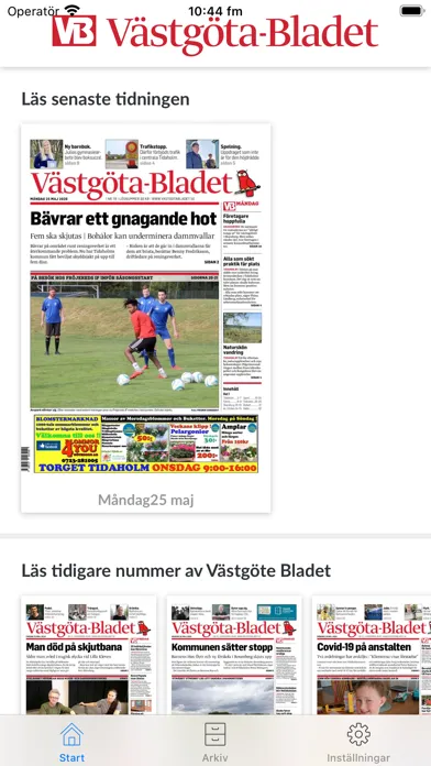 Capturas de pantalla de Västgöta-Bladet e-tidning