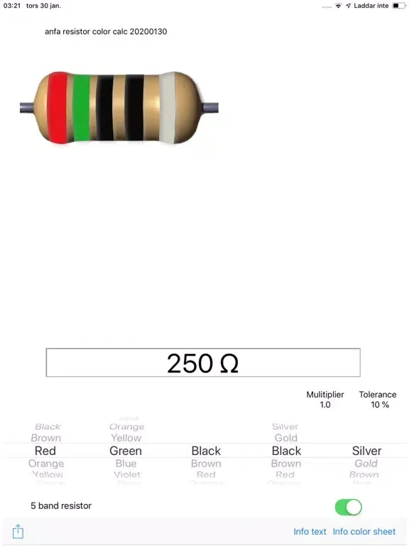 ภาพหน้าจอของ Resistor color calc iPad 