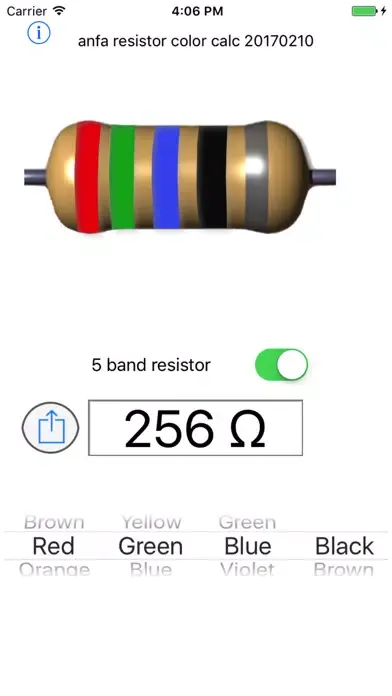 ภาพหน้าจอของ Resistor color calc