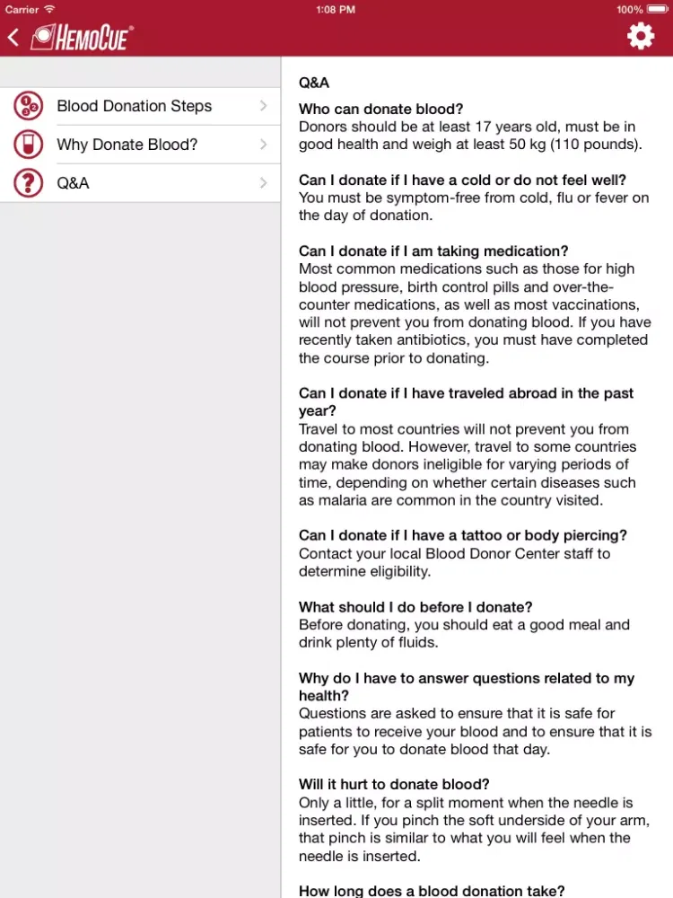 My Blood Donor App iPad  Screenshots