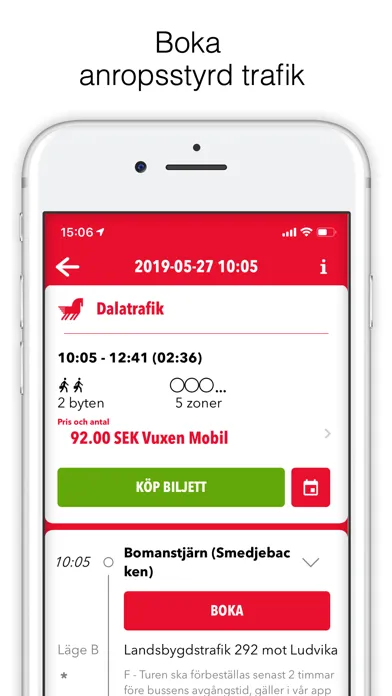 Dalatrafik سکرین شاٹس