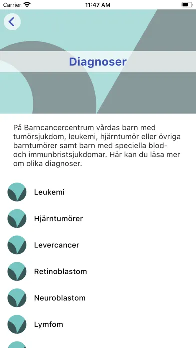 Zrzuty ekranu Barncancercentrum
