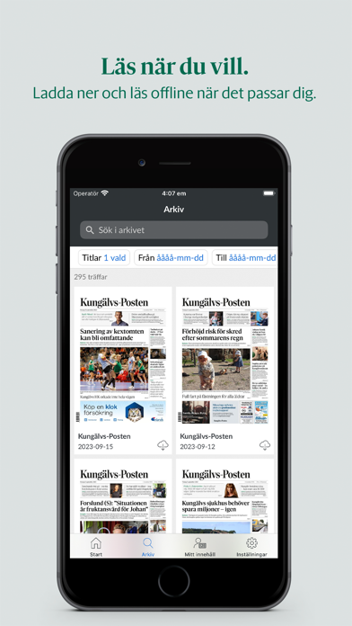 ภาพหน้าจอของ Kungälvs-Posten e-tidning