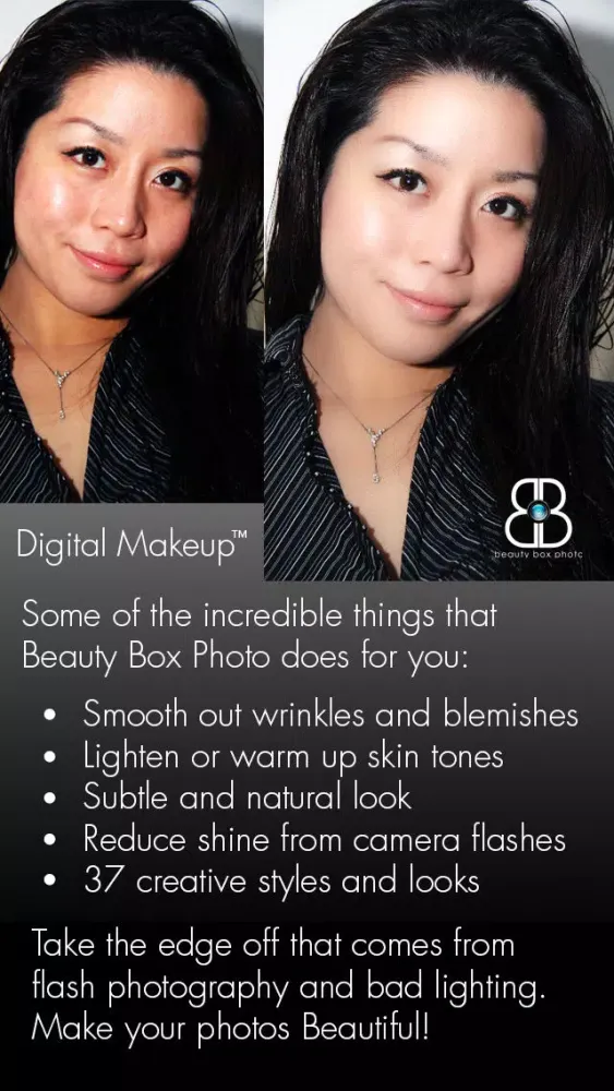 تصاویر Beauty Box Photo - Digital Makeup for easy portrait retouching of skin problems, wrinkles, and blemishes!