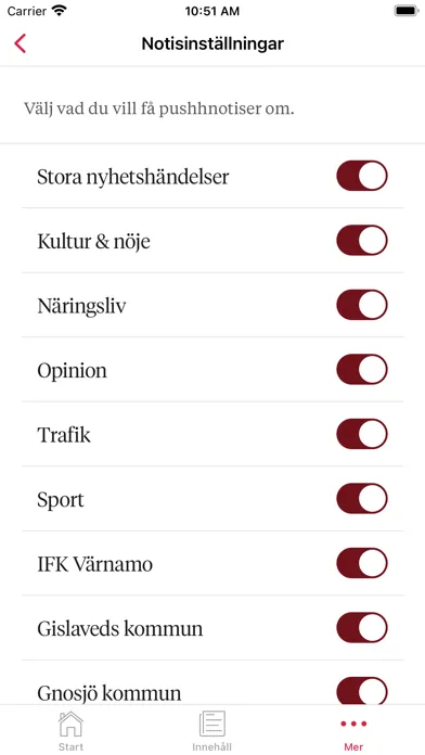 Tangkapan layar Värnamo Nyheters Nyhetsapp