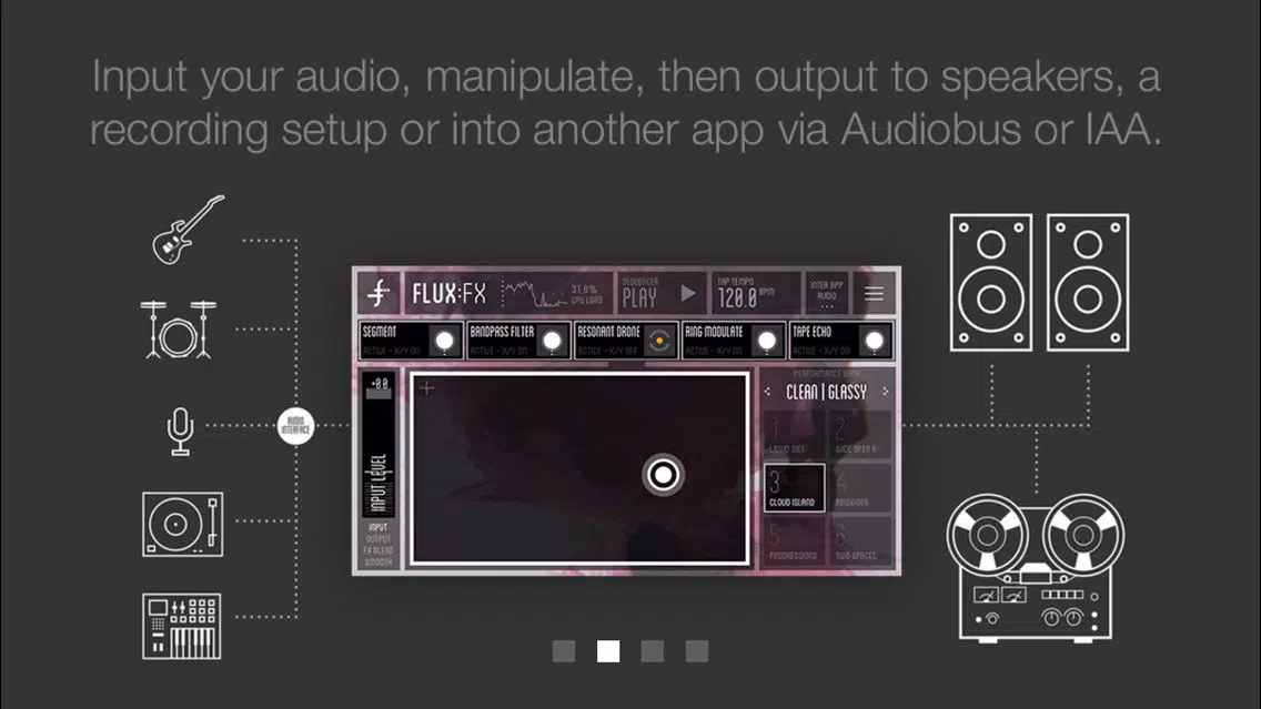 Tangkapan skrin FLUX:FX play - the professional audio multi-effects engine by Adrian Belew