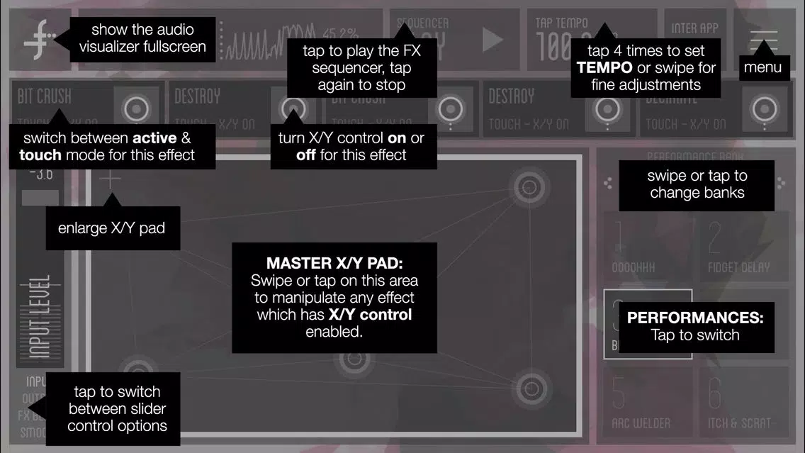 Tangkapan skrin FLUX:FX play - the professional audio multi-effects engine by Adrian Belew